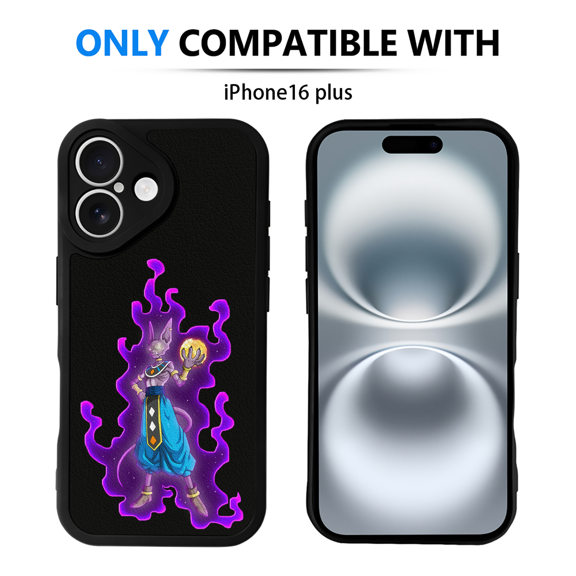 （画像用） ドラゴンボール ビルス 破壊神ビルス DRAGON BALL Beerus Birusu 【iPhone 16シリーズ対応】シリコンスマホケース（レザー調） 材質：シリコン